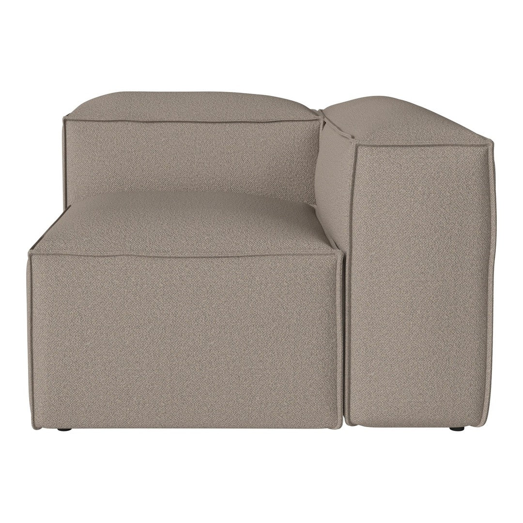 Light taupe sectional sofa with a smooth, modern fabric and clean lines, perfect for contemporary living spaces.