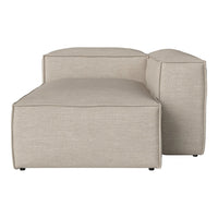 Beige textured sofa with clean lines and a modern geometric design, ideal for contemporary interiors.