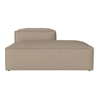 Beige modular sofa with a smooth, minimalistic design and no visible patterns or textures.