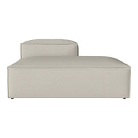 Light beige upholstered modular sofa with a clean, minimalist design and smooth fabric texture. Perfect for modern decor.