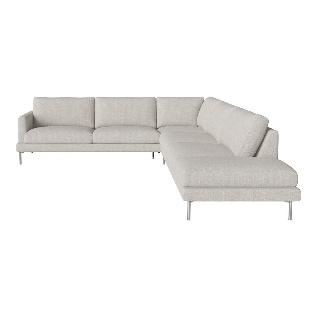 Light beige sectional sofa with smooth, minimalist design and no discernible patterns. Ideal for modern decor.