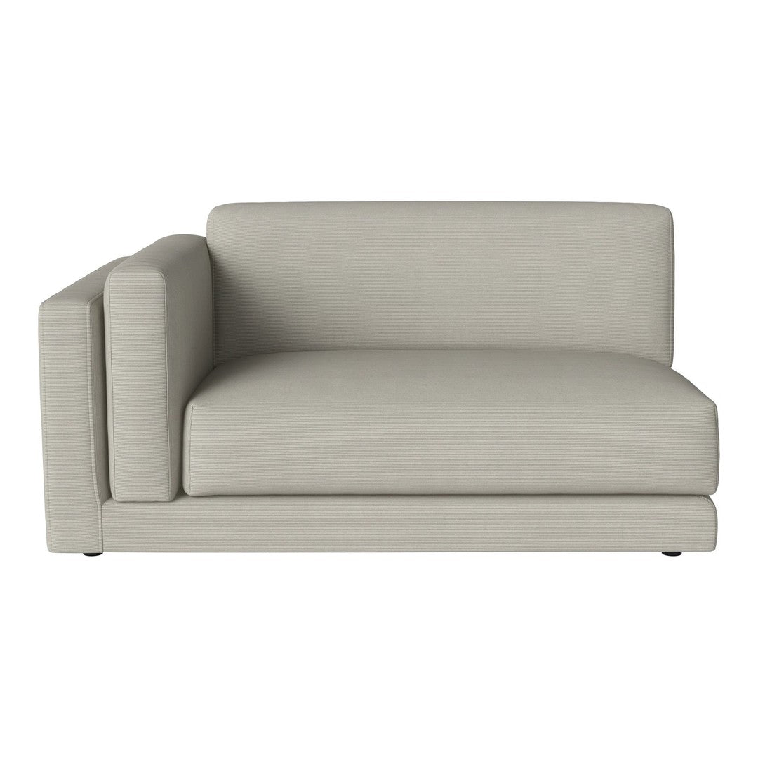Light gray modular couch with sleek, minimalistic design and subtle texture, perfect for modern interiors.