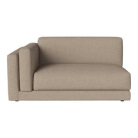 Beige upholstered one-arm sofa with a smooth, modern design and subtle texture for a cozy touch.
