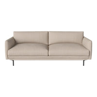 Light beige sofa with smooth fabric and simple, modern design, featuring clean lines and minimalistic elegance.