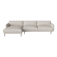 Modern light beige sectional sofa with streamlined design and subtle texture, perfect for contemporary spaces.