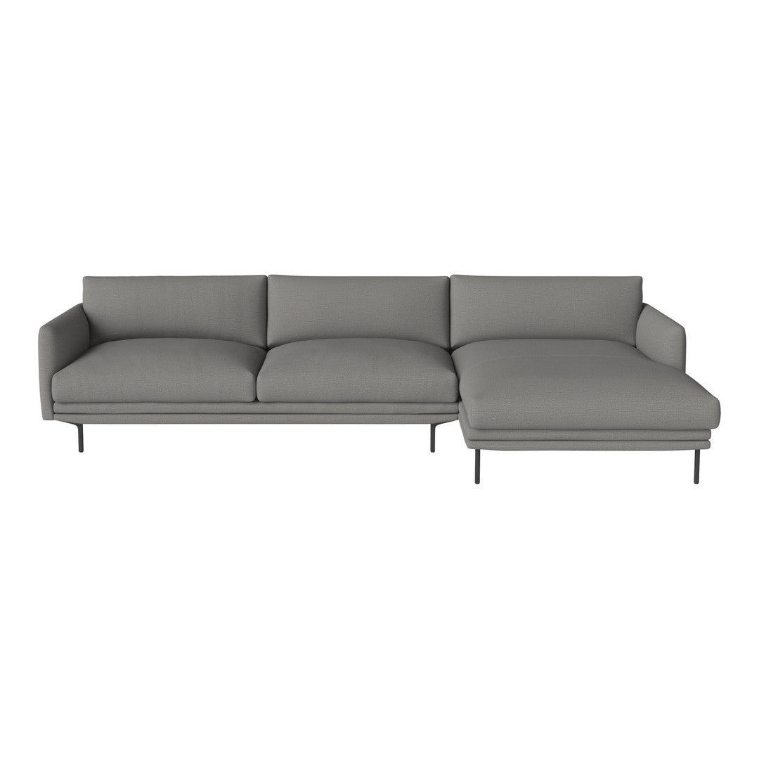 Modern gray sectional sofa with clean lines and minimalist design, upholstered in soft fabric for a sleek look.