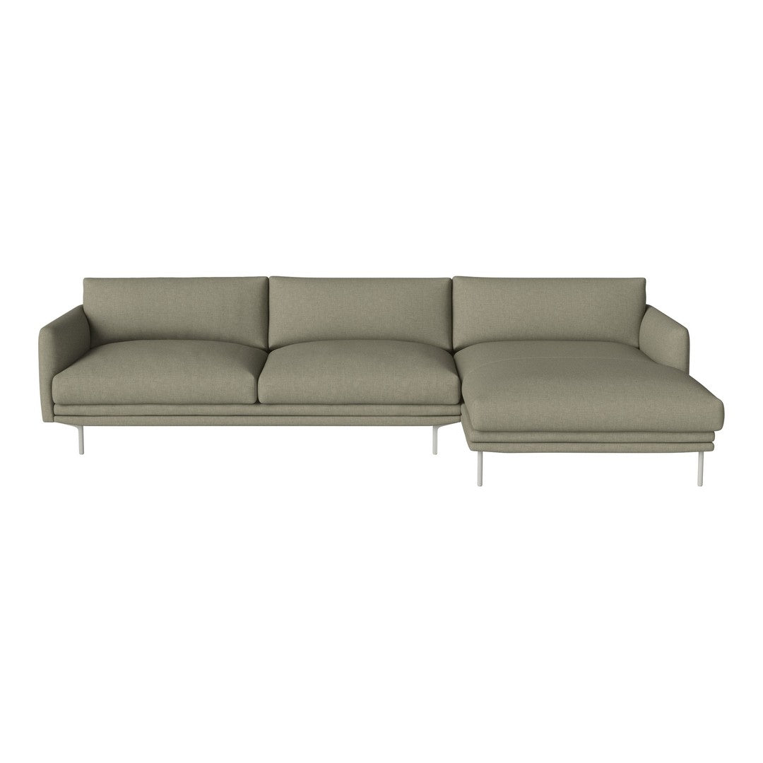 Olive green sectional sofa with smooth upholstery and modern, minimalist design. Ideal for contemporary interiors.