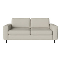 Light gray sofa with a smooth fabric finish and minimalist design, featuring subtle stitching details.