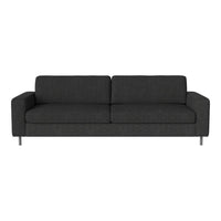 Modern gray sofa with a clean design and textured fabric, featuring solid, neutral color. Ideal for contemporary spaces.