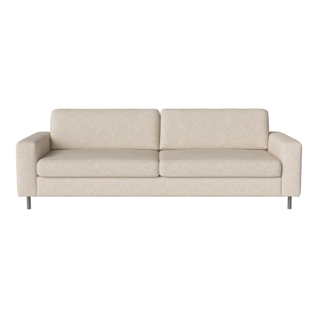 Beige sofa with a smooth texture and minimalistic design, featuring subtle patterns for a modern touch.