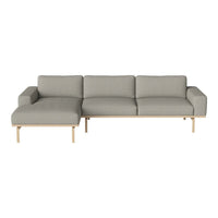Light gray sectional sofa with clean lines and natural wood legs, perfect for modern living spaces.