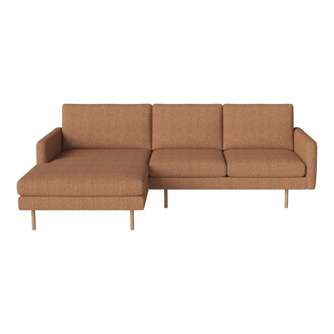 Contemporary brown sectional sofa with textured fabric and natural wood legs, perfect for modern living spaces.