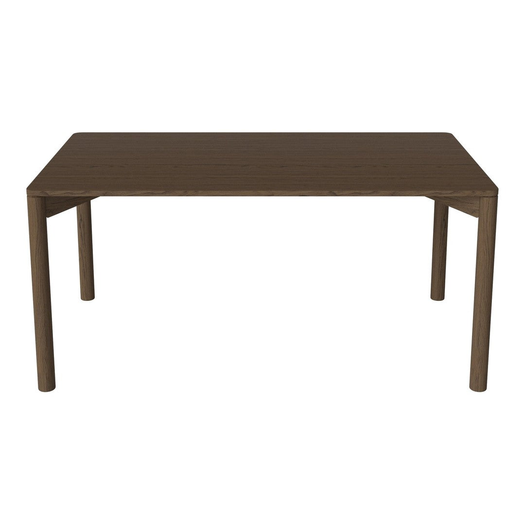 Brown rectangular dining table with a smooth, solid surface and simple, modern design. Ideal for contemporary spaces.