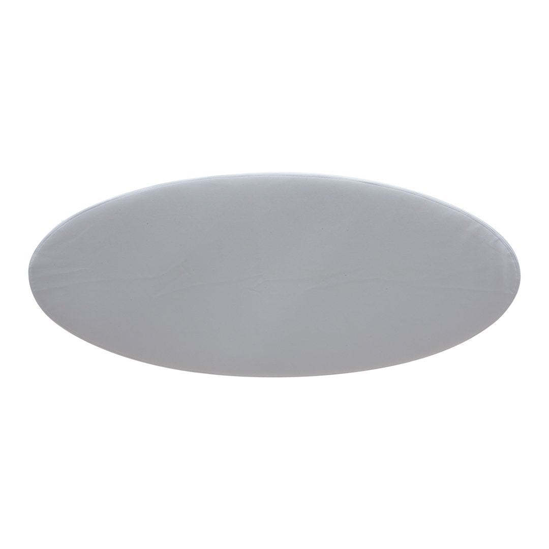 Gray oval tablecloth with a smooth, solid surface, perfect for modern dining decor.