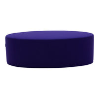 Vibrant purple oval pouf with a smooth, solid texture perfect for modern decor.