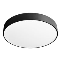 Round ceiling light featuring a sleek black frame and smooth white diffuser for modern elegance. Perfect for any space.