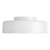 White dome-shaped ceiling light fixture with a smooth, glossy finish. Simple and modern design for versatile decor.