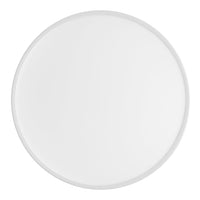 Round white plate with a smooth, glossy finish and subtle rim design for a modern look.