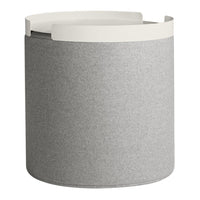 Gray felt storage bin with a sleek white top, featuring a minimalist design, perfect for modern decor.