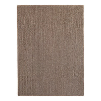 Brown textured rug with a subtle herringbone pattern, ideal for adding warmth to any space.