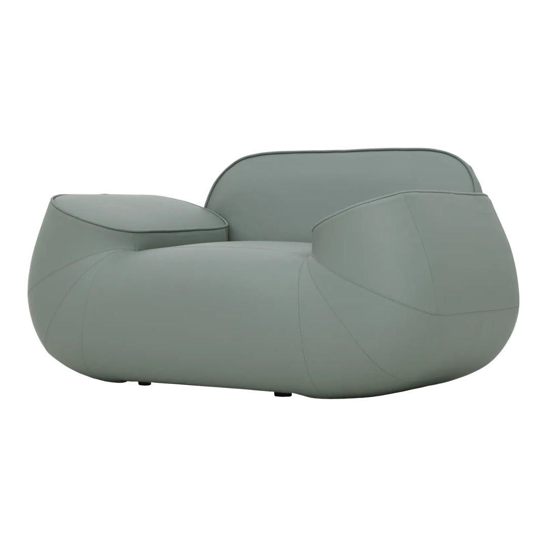 Light gray contemporary sofa with a smooth, rounded design and seamless finish. Perfect for modern interiors.