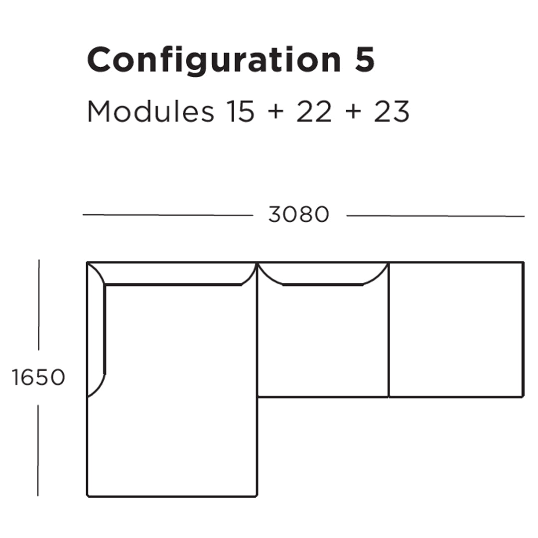 "Stylish L-shaped sofa configuration with solid color cushions and sleek geometric lines."