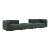 Modern green modular sofa with a textured fabric and minimalist design. Ideal for contemporary living spaces.