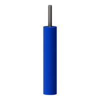 Bright blue cylindrical product with a metallic rod at the top, featuring a smooth, solid color finish.
