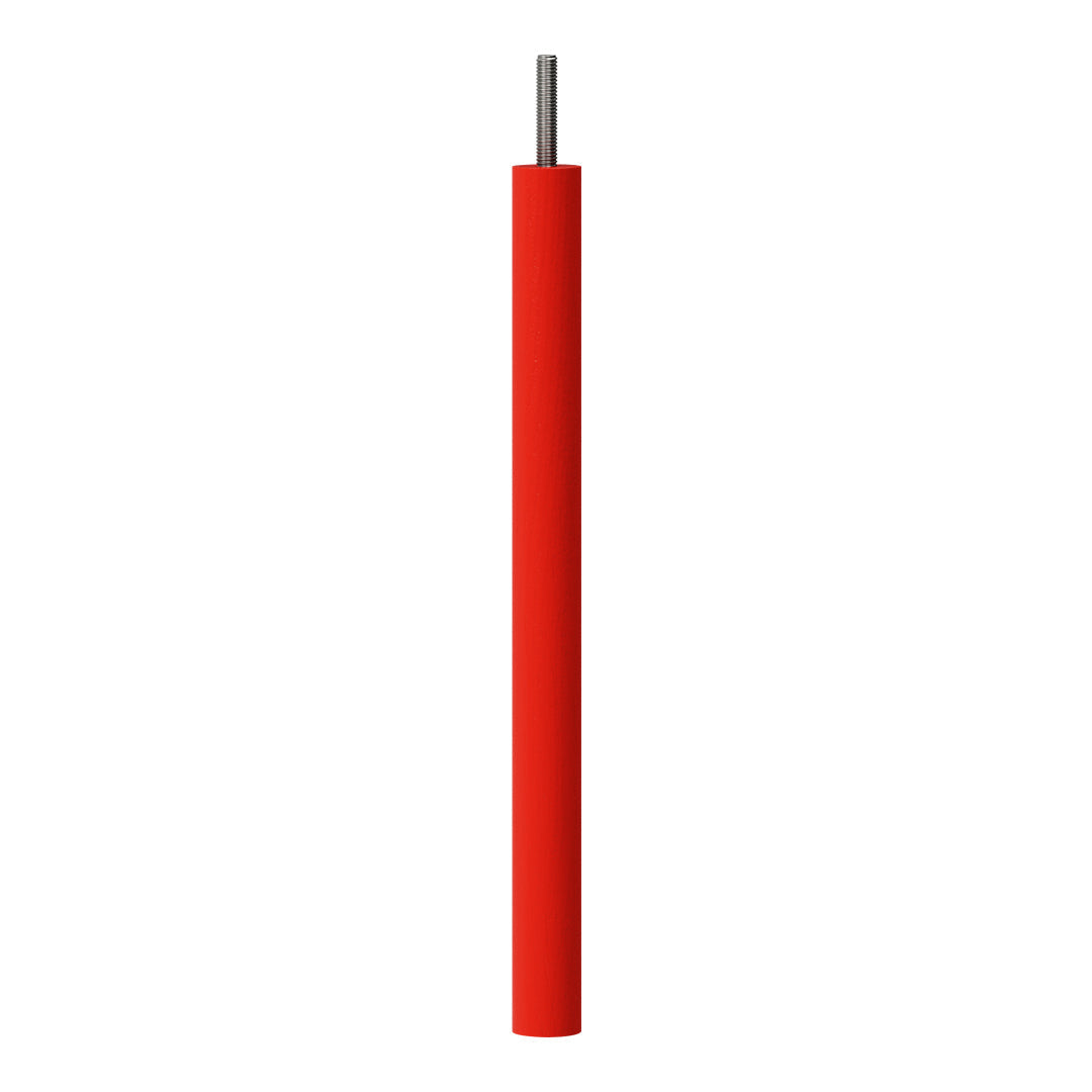 Red cylindrical pole with a sleek metal tip, perfect for bold designs and vibrant accents.