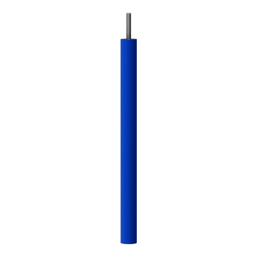 Bright blue cylindrical object with a sleek silver top, perfect for a modern aesthetic.