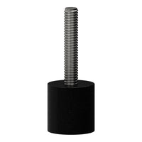 Black cylindrical base with a silver threaded rod; sleek, minimalist design ideal for contemporary decor.