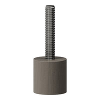 Gray cylindrical base with a threaded metal top, showcasing a sleek, modern design.
