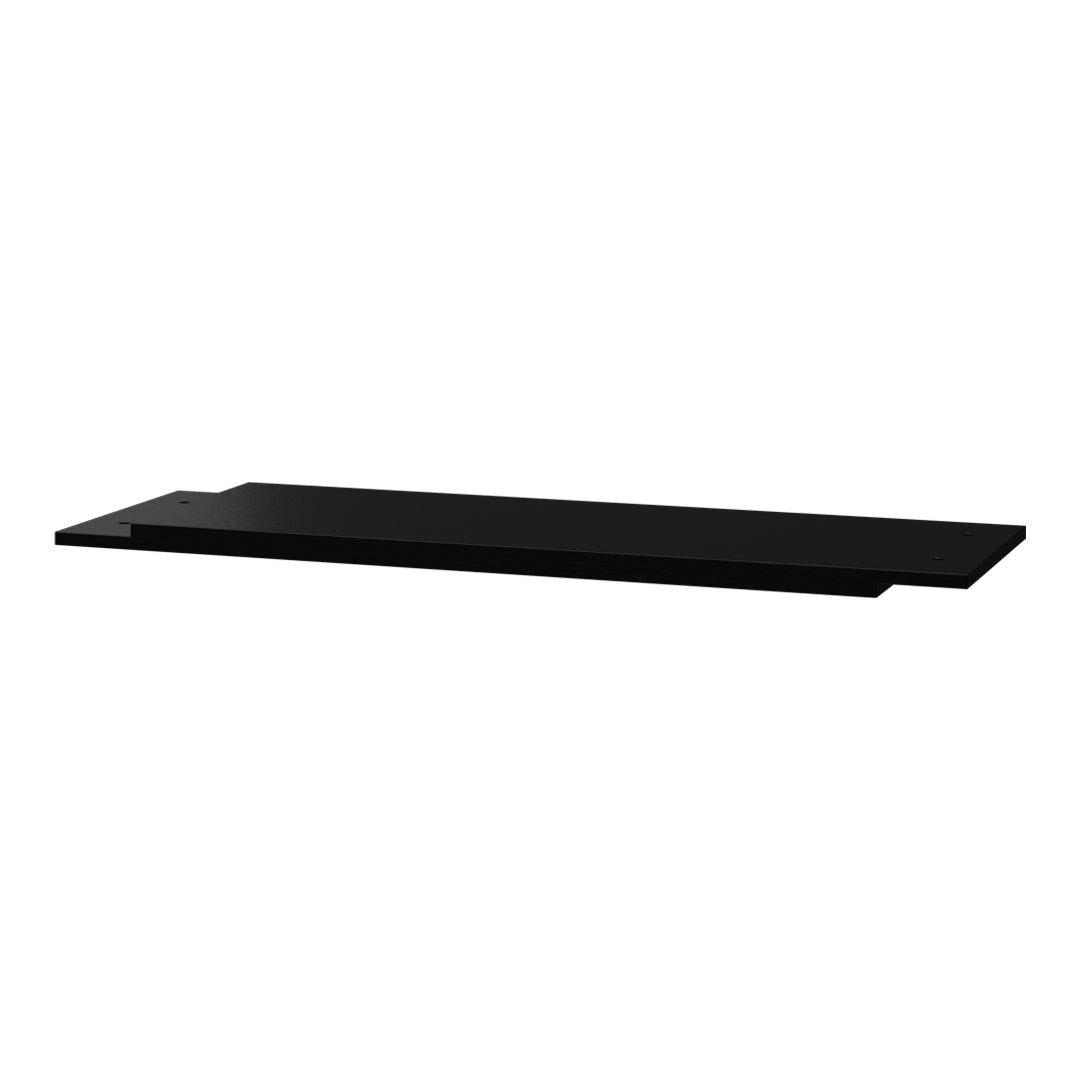 Sleek black shelf with a smooth, matte finish, perfect for modern home decor.