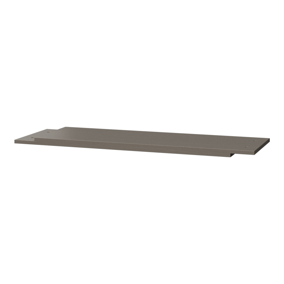 Gray flat surface shelf with a smooth finish, perfect for modern decor. Ideal for versatile home organization.