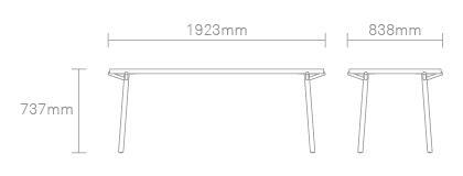 Minimalist wooden table design in natural wood tones, featuring clean lines and a sleek, modern aesthetic.