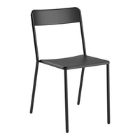 Black metal chair with a sleek, minimalist design and smooth matte finish, perfect for modern interiors.