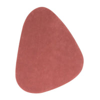 Rose-colored, smooth, abstract-shaped mat with a minimalist design and solid finish. Ideal for modern decor.
