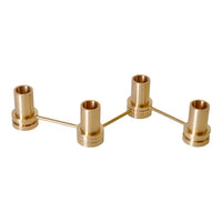Brushed gold candle holder with sleek, modern design and multiple holders arranged in a stylish linear pattern.