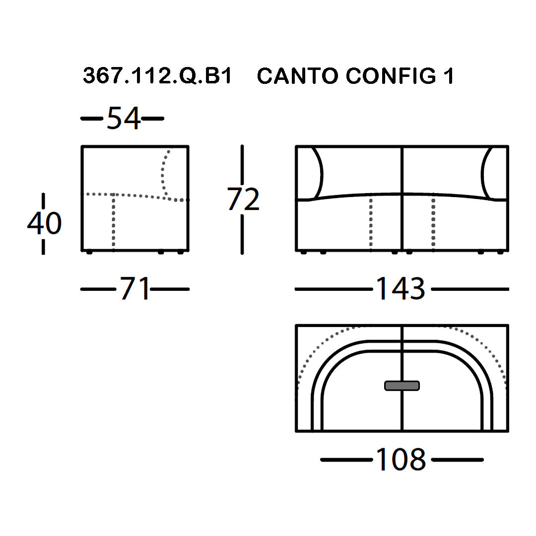 Canto Config 1 sofa design featuring a clean, modern outline with smooth curves and minimalistic patterns in neutral colors.