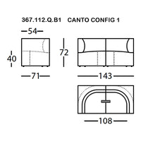 Canto Config 1 sofa design featuring a clean, modern outline with smooth curves and minimalistic patterns in neutral colors.