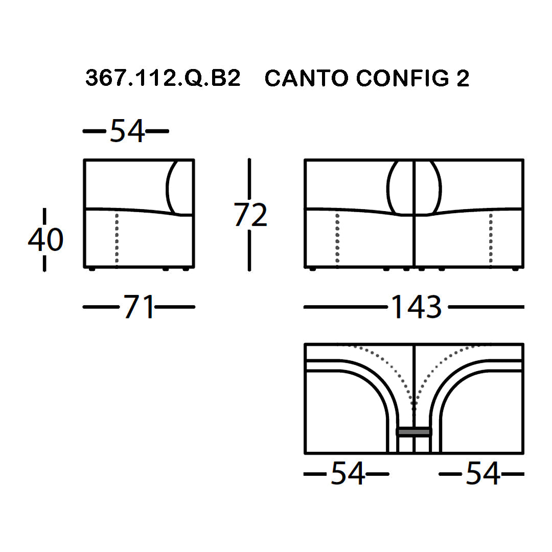 Canto Config 2 sofa design in neutral colors with smooth, modern lines and subtle curved patterns.