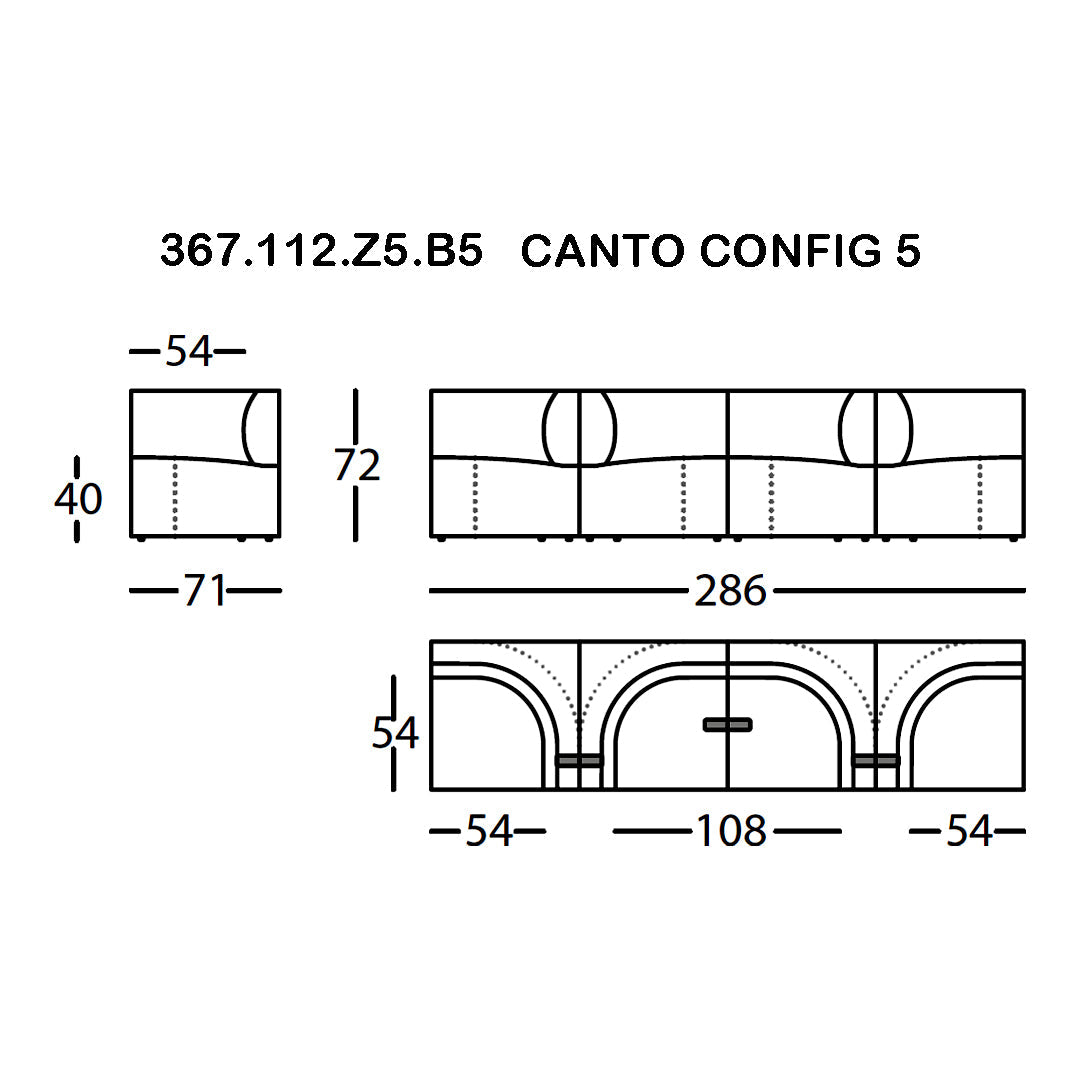 "Modern sofa design in neutral tones with arc and straight line patterns, perfect for contemporary decor."