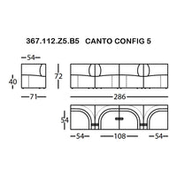 "Modern sofa design in neutral tones with arc and straight line patterns, perfect for contemporary decor."
