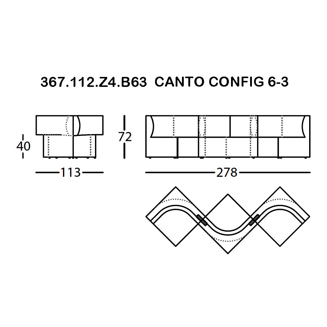 Canto Config 6-3 in sleek lines with elegant curves, featuring a modern monochrome design.