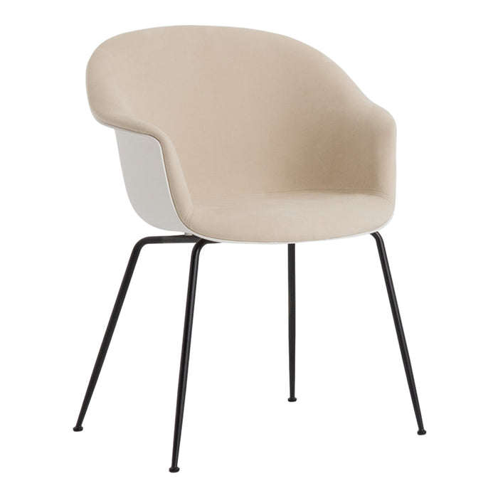 Bat Dining Chair - Black Matt Conic Base - Front Upholstered