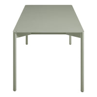 Light green rectangular table with a sleek, minimalist design and smooth surface. Ideal for modern decor.