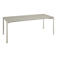 Light gray rectangular table with a smooth surface and sleek, minimalistic design. Ideal for modern interiors.