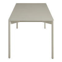 Light gray rectangular table with a smooth surface and minimalist design, perfect for modern interiors.