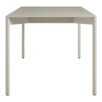 Light gray rectangular table with clean lines, showcasing a minimalist design and smooth surface. Perfect for modern spaces.