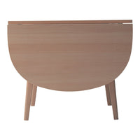 Light wood finish, smooth texture, and minimalistic design with rounded edges and tapered legs.